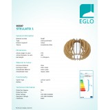 EGLO 95597 | Stellato Eglo mennyezeti lámpa 1x E27 juhar, fehér, matt nikkel