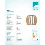 EGLO 95602 | Stellato Eglo fali lámpa 1x E27 juhar, fehér, matt nikkel