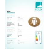 EGLO 95603 | Stellato Eglo asztali lámpa 21,5cm vezeték kapcsoló 1x E27 juhar, fehér, matt nikkel