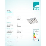 EGLO 95658 | Fradelo Eglo fali, mennyezeti lámpa négyzet 9x LED 3600lm 3000K króm, áttetsző, kristály hatás