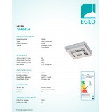 EGLO 95659 | Fradelo Eglo mennyezeti lámpa négyzet 1x LED 1250lm 3000K króm, áttetsző, kristály hatás