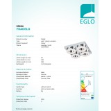EGLO 95664 | Fradelo Eglo fali, mennyezeti lámpa 4x LED 1600lm 3000K króm, áttetsző, kristály hatás