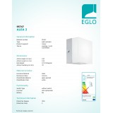 EGLO 95747 | Alea-2 Eglo fali lámpa 1x LED 320lm 3000K króm, fehér