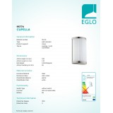 EGLO 95774 | Cupella Eglo fali lámpa 2x LED 960lm 3000K matt nikkel, fehér