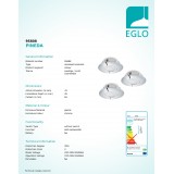 EGLO 95808 | Pineda Eglo beépíthető lámpa 3 darabos szett Ø78mm 3x LED 1500lm 3000K króm