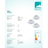 EGLO 95814 | Pineda Eglo beépíthető lámpa szabályozható fényerő, 3 darabos szett Ø78mm 3x LED 1500lm 3000K fehér