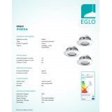 EGLO 95815 | Pineda Eglo beépíthető lámpa szabályozható fényerő, 3 darabos szett Ø78mm 3x LED 1500lm 3000K króm