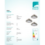 EGLO 95816 | Pineda Eglo beépíthető lámpa szabályozható fényerő, 3 darabos szett Ø78mm 3x LED 1500lm 3000K matt nikkel