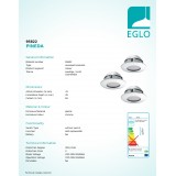 EGLO 95822 | Pineda Eglo beépíthető lámpa kerek 3 darabos szett Ø78mm 3x LED 1500lm 3000K IP44/20 króm