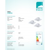 EGLO 95844 | Pineda Eglo beépíthető lámpa négyzet 3 darabos szett, billenthető 84x84mm 3x LED 1500lm 3000K fehér