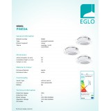 EGLO 95851 | Pineda Eglo beépíthető lámpa kerek 3 darabos szett, billenthető Ø84mm 3x LED 1500lm 3000K fehér