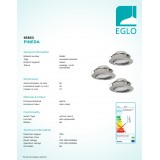 EGLO 95853 | Pineda Eglo beépíthető lámpa kerek 3 darabos szett, billenthető Ø84mm 3x LED 1500lm 3000K matt nikkel