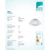 EGLO 95887 | Pineda Eglo beépíthető lámpa kerek Ø102mm 1x LED 1000lm 3000K IP44/20 fehér