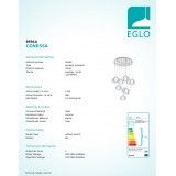 EGLO 95914 | Conessa Eglo függeszték lámpa 10x GU10 2500lm 3000K króm, áttetsző