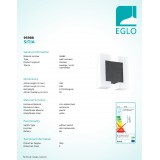 EGLO 95988 | Sitia Eglo fali lámpa négyzet 2x LED 1100lm 3000K IP44 antracit, fehér