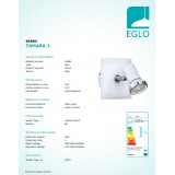 EGLO 95993 | Tamara1-LED Eglo spot lámpa négyzet elforgatható alkatrészek 1x GU10 240lm 3000K IP44 fehér, króm