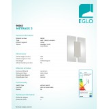 EGLO 96043 | Metrass-2 Eglo fali, mennyezeti lámpa 2x LED 960lm 3000K matt nikkel, szatén