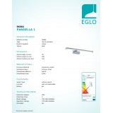 EGLO 96064 | Pandella-1 Eglo fali lámpa 1x LED 900lm 4000K IP44 króm, ezüst, fehér