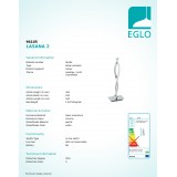 EGLO 96105 | Lasana-1 Eglo asztali lámpa 46cm vezeték kapcsoló 2x LED 1000lm 3000K króm, fehér