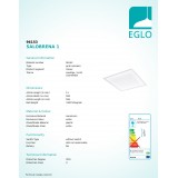 EGLO 96153 | Salobrena-1 Eglo álmennyezeti, mennyezeti, függeszték LED panel négyzet 1x LED 4300lm 4000K fehér