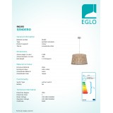 EGLO 96193 | Sendero Eglo függeszték lámpa 1x E27 juhar, matt nikkel