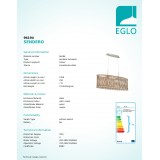 EGLO 96194 | Sendero Eglo függeszték lámpa 2x E27 juhar, matt nikkel