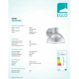 EGLO 96206 | Entrimo Eglo falikar lámpa kerek 1x E27 IP44 cinkezett, fehér