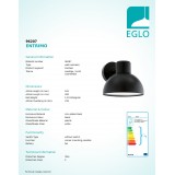 EGLO 96207 | Entrimo Eglo falikar lámpa 1x E27 IP44 fekete, fehér