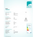 EGLO 96257 | Tindori Eglo függeszték lámpa 1x E27 matt nikkel, fehér