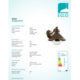 EGLO 96262 | Albacete Eglo falikar lámpa 1x E27 IP44 antikolt barna, áttetsző, buborékos hatás