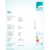 EGLO 96324 | Parri Eglo álló lámpa 131,5cm taposókapcsoló 1x LED 1200lm + 1x LED 1300lm 3000K króm, fehér