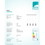 EGLO 96344 | Farsala Eglo függeszték lámpa 4x G9 1440lm 3000K matt nikkel, füst, granille