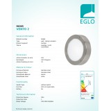 EGLO 96365 | Vento-LED Eglo fali, mennyezeti lámpa kerek 1x LED 410lm 3000K IP44 nemesacél, rozsdamentes acél, fehér