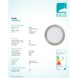 EGLO 96408 | Fueva-1 Eglo beépíthető LED panel kerek szabályozható fényerő Ø225mm 1x LED 1600lm 3000K matt nikkel, fehér