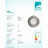 EGLO 96415 | Pineda-IP Eglo beépíthető lámpa Ø78mm 1x LED 500lm 3000K IP44/20 matt nikkel, opál