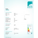 EGLO 96435 | Laroa Eglo asztali lámpa 32,5cm fényerőszabályzós érintőkapcsoló flexibilis, szabályozható fényerő 1x LED 550lm 4000K fehér