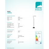 EGLO 96439 | Laroa Eglo álló lámpa 130cm fényerőszabályzós érintőkapcsoló flexibilis, szabályozható fényerő 1x LED 550lm 4000K fekete