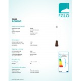 EGLO 96468 | Donado Eglo függeszték lámpa 1x E27 matt nikkel, barna