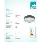 EGLO 96538 | Palomaro Eglo mennyezeti lámpa kerek szabályozható fényerő 1x LED 2000lm 3000K fehér, antracit