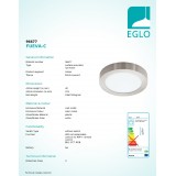 EGLO 96677 | EGLO-Connect-Fueva Eglo fali, mennyezeti okos világítás kerek szabályozható fényerő, állítható színhőmérséklet, színváltós, távirányítható 1x LED 2000lm 2700 <-> 6500K matt nikkel, fehér