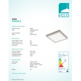 EGLO 96681 | EGLO-Connect-Fueva Eglo fali, mennyezeti okos világítás négyzet szabályozható fényerő, állítható színhőmérséklet, színváltós, távirányítható 1x LED 2700lm 2700 <-> 6500K matt nikkel, fehér