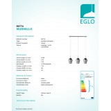 EGLO 96774 | Murmillo Eglo függeszték lámpa 3x E27 króm, áttetsző fekete