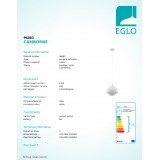EGLO 96883 | Camborne Eglo függeszték lámpa 1x E27 fehér