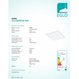 EGLO 96896 | Salobrena-RW Eglo álmennyezeti, mennyezeti, függeszték LED panel, Relax & Work négyzet impulzus kapcsoló szabályozható fényerő, állítható színhőmérséklet 1x LED 3000lm 2700 - 4000K fehér