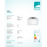 EGLO 96901 | Zarate Eglo beépíthető lámpa négyzet 80mm 1x LED 200lm 3000K fehér