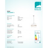 EGLO 96946 | Zacharo Eglo függeszték lámpa 6x E27 2160lm 2200K matt nikkel