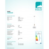 EGLO 96982 | Sabinar Eglo függeszték lámpa 1x E27 fehér, barna