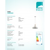 EGLO 96986 | Sabinar Eglo függeszték lámpa 1x E27 antikolt ezüst, barna