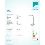 EGLO 97017 | Litago Eglo asztali lámpa 37cm érintőkapcsoló flexibilis 1x LED 350lm 3000K matt nikkel, fehér