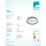 EGLO 97041 | Regasol Eglo mennyezeti lámpa impulzus kapcsoló szabályozható fényerő, állítható színhőmérséklet 1x LED 1800lm 2700 - 4000 - 5000K fehér, fekete
